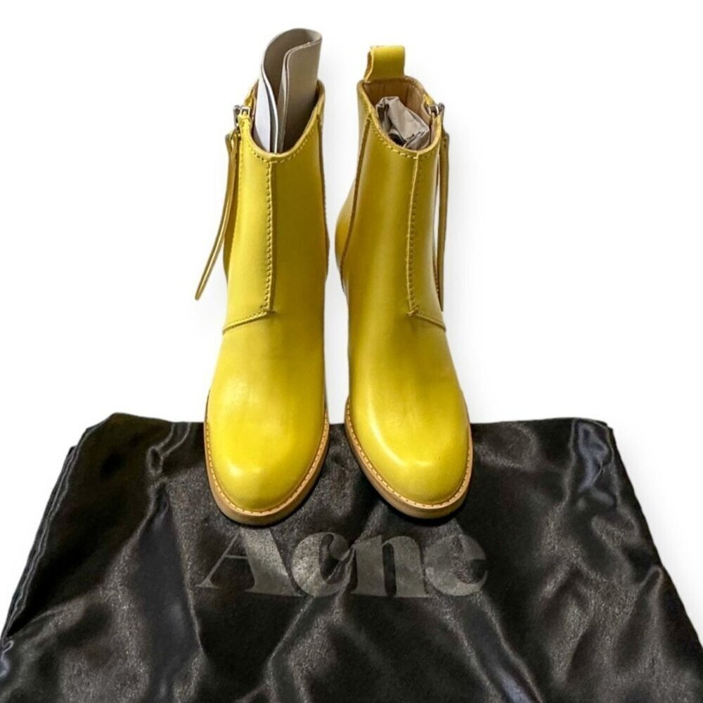 Acne Studios Pistol Boots in Lemon Yellow Leather – Size 37 – New in Box - Picture 2 of 16